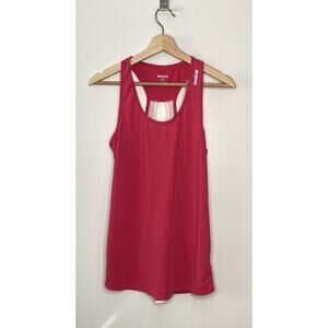 Reebok Women's Bright Pink and White Reflective Racerback Tank Top - Size Medium